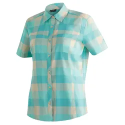 Maier Sports Damen Kendra Kurzarmbluse - 36 - turquoise check