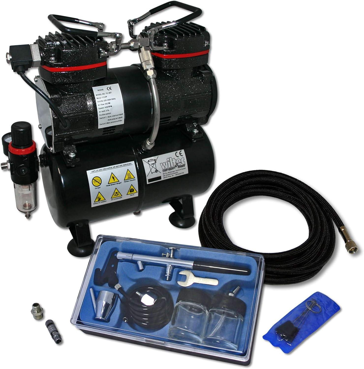 Selius Airbrush compressorset voor beginners met druktank, pistool en accessoires