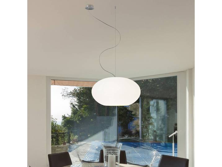 Casablanca Glas Hängeleuchte AIH, dimmbar, weiß / opal, für Wohn- / Esszimmer, Glas, Design