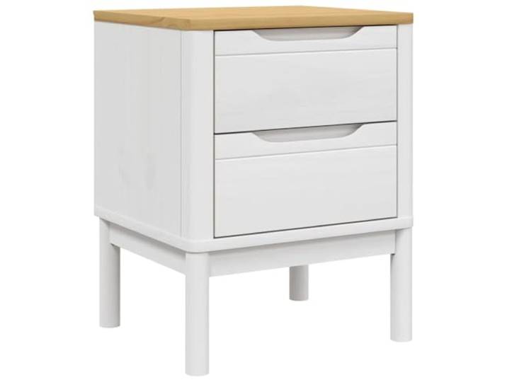 LMTYOENFG Nachttisch FLORO Weiß 45x39x57 cm Massivholz Kiefer Praktischer Stauraum fürs Schlafzimmer: Zwei Schubladen bieten Platz für Bücher und Utensilien neben dem Bett.
