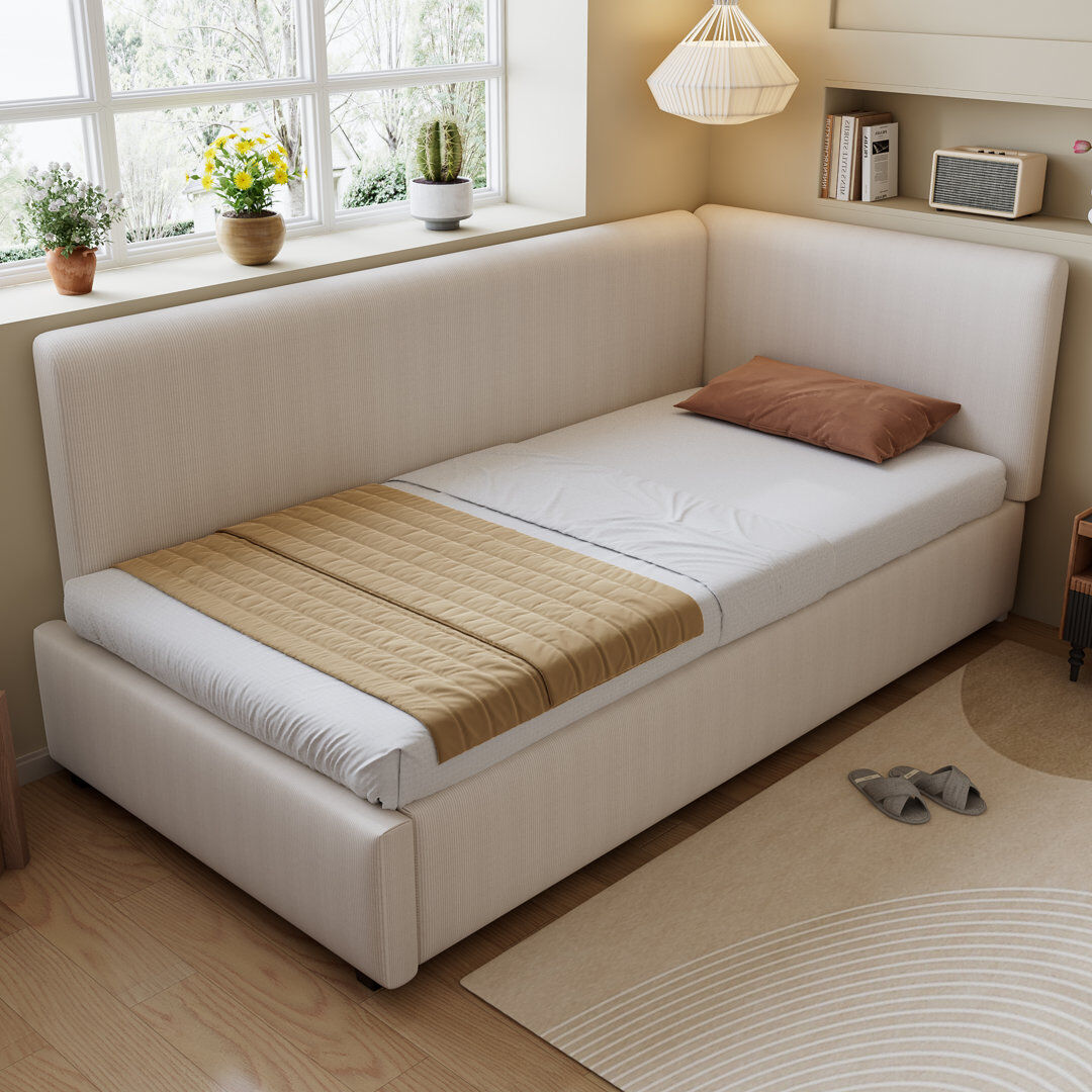 Brayden Studio Upholstered Daybed Beige 3FT
