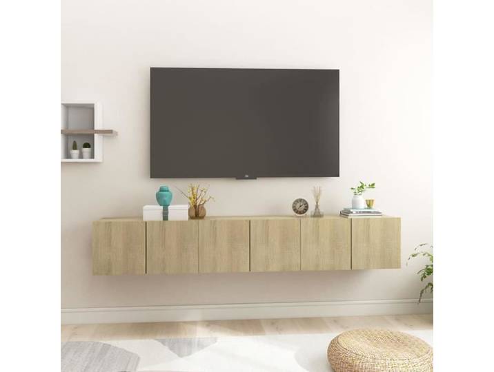 Meuble TV suspendu - ASHATA - 3 pcs - Chêne sonoma - 60x30x30 cm - Design moderne