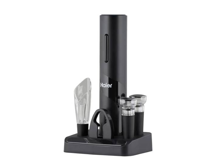 HAIER - Tire Bouchon 5-en-1 - Kit d'ouvre-bouteilles vin\, bec verseur et aérateur\, coupe-capsule\, 2 Bouchons de Vin - Qualité Premium