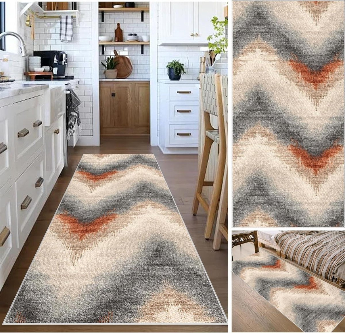 Grijs Laagpolig Keukentapijt met Antislip - Wasbaar Vloerkleed voor Hal of Woonkamer - 100 x 150 cm