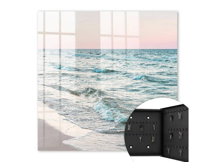 SCHLÜSSELBOX Schwarz 30x30 cm- Türöffnung nach rechts - Meereswellen