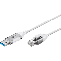 Goobay Ethernet-Kabel USB-A 3.0 auf RJ45, Slim, 15 m (USB 3.0, RJ45 (1x)), Netzwerk Adapter, Weiss