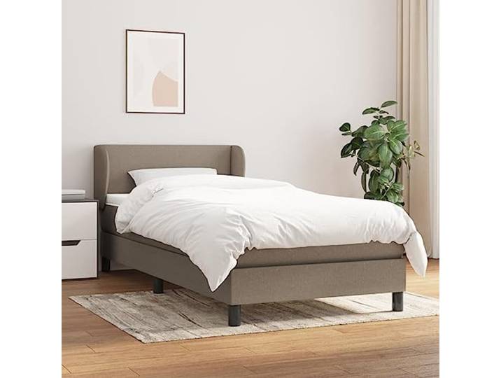 YNGBHFNOP Atmungsaktiver Stoff mit Taschenfederkern verstellbares Kopfteil Boxspringbett mit Matratze Taupe 90x200 cm Stoff Bett mit Taschenfederkern Matratze und Topper verstellbares Kopfteil Luxus