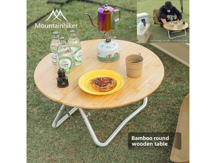 MOUNTAINHIKER-Table pliante en bambou pour camping en plein air, table pliante portable, table à manger extérieure, table de pique-nique et de barbecue, rangement rapide