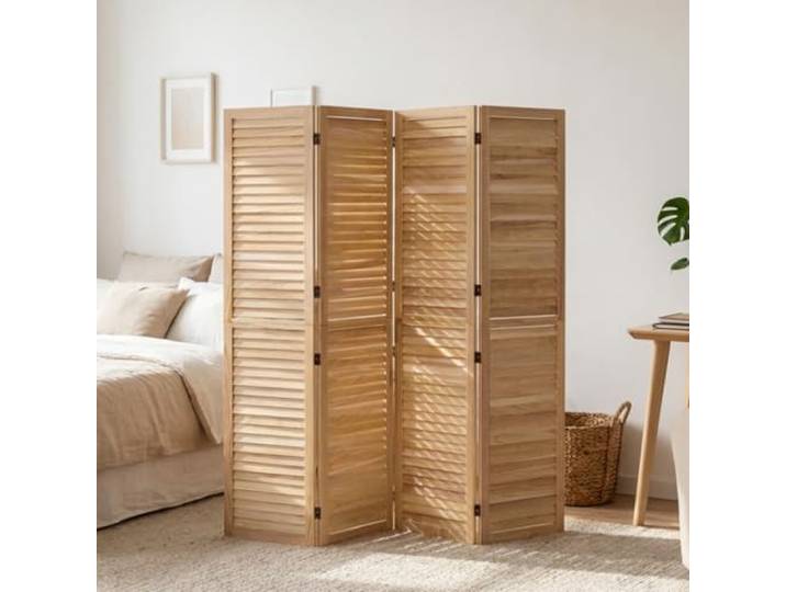 Homestyle4u Paravent 4-teilig Holz Lamellen Vintage Raumteiler 170x160 cm Vintage Holz-Paravent 4-teilig, 170 cm hoch – einfache Montage, stabile Lamellen