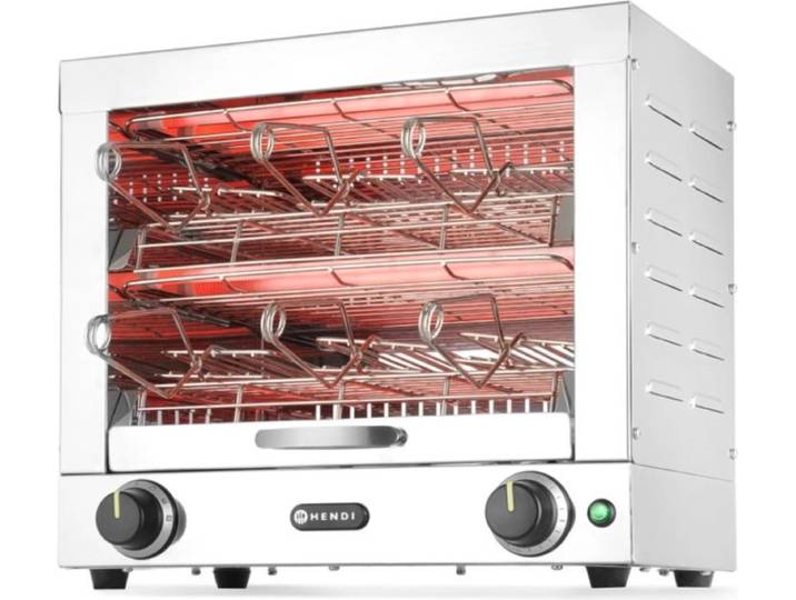 HENDI Tosti-apparaat – 2 lagen – 6 tostiklemmen – snelle verwarming – mechanische timer – roestvast staal