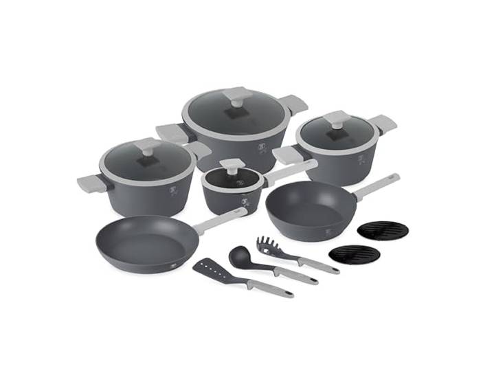 Berlinger Haus 15-teiliges Titanbeschichtetes Kochgeschirr-Set Aspen Collection - Hochwertiges Kochgeschirr für alle Herdarten, langlebig und pflegeleicht