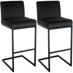 CLP 2er Set Barhocker Hopewell Samt B - Farbe: schwarz