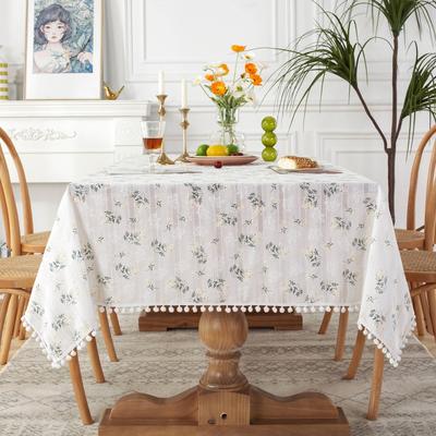 Enova Home High Quality Washable Rectangle Cotton tablecloths, Wrinkle Resistant Washable Dining Room Table linen for Rectangle Tables