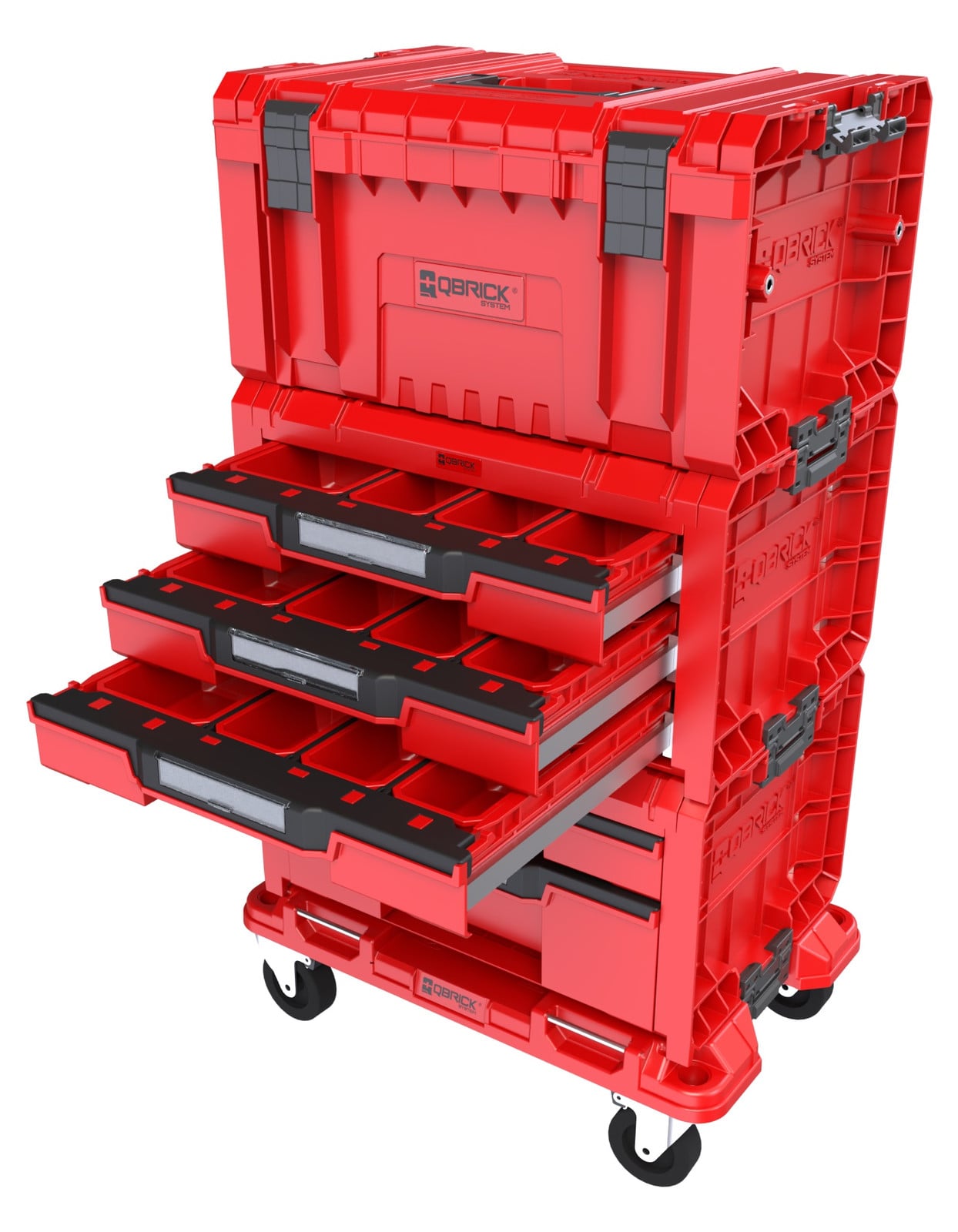 Qbrick System Pro Ladewerkplaats Set van 4 stuks, Rood