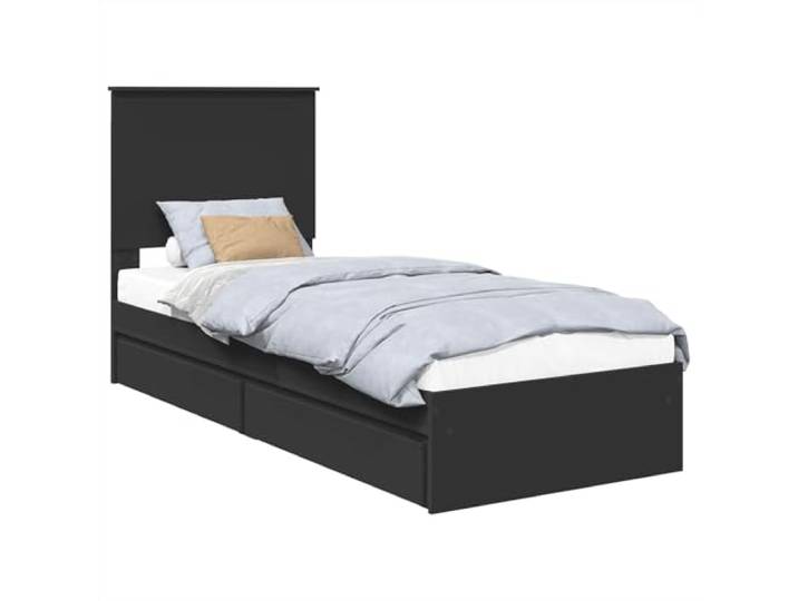 PUGYNBK Bett mit Aufbewahrung, Schwarz, 75 x 190 cm, technisches Holz Integrierte Schubladen, minimalistisches Design, einfache Montage, einfache Pflege