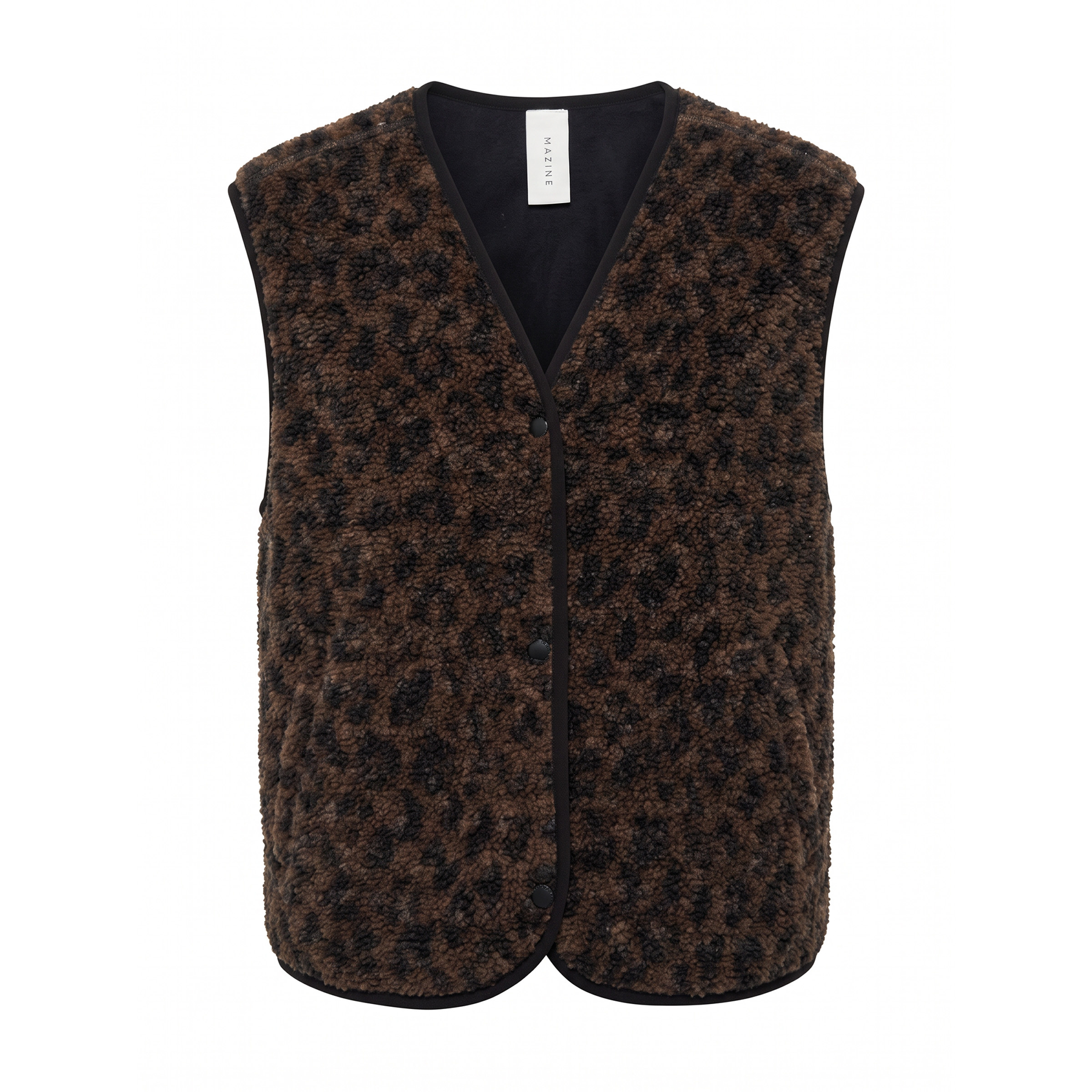 Mazine Printed Sherpa Weste Damen Fleecewesten chocolate brown-printed Größe S Lifestyle Elastisch