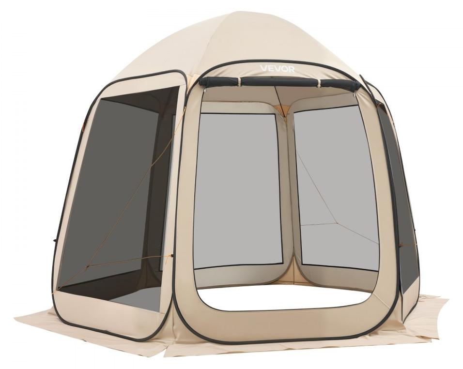 Pop-Up-Zelt, Beige - Campingzelt für 4-8 Personen - 305 x 280 cm - Polyester