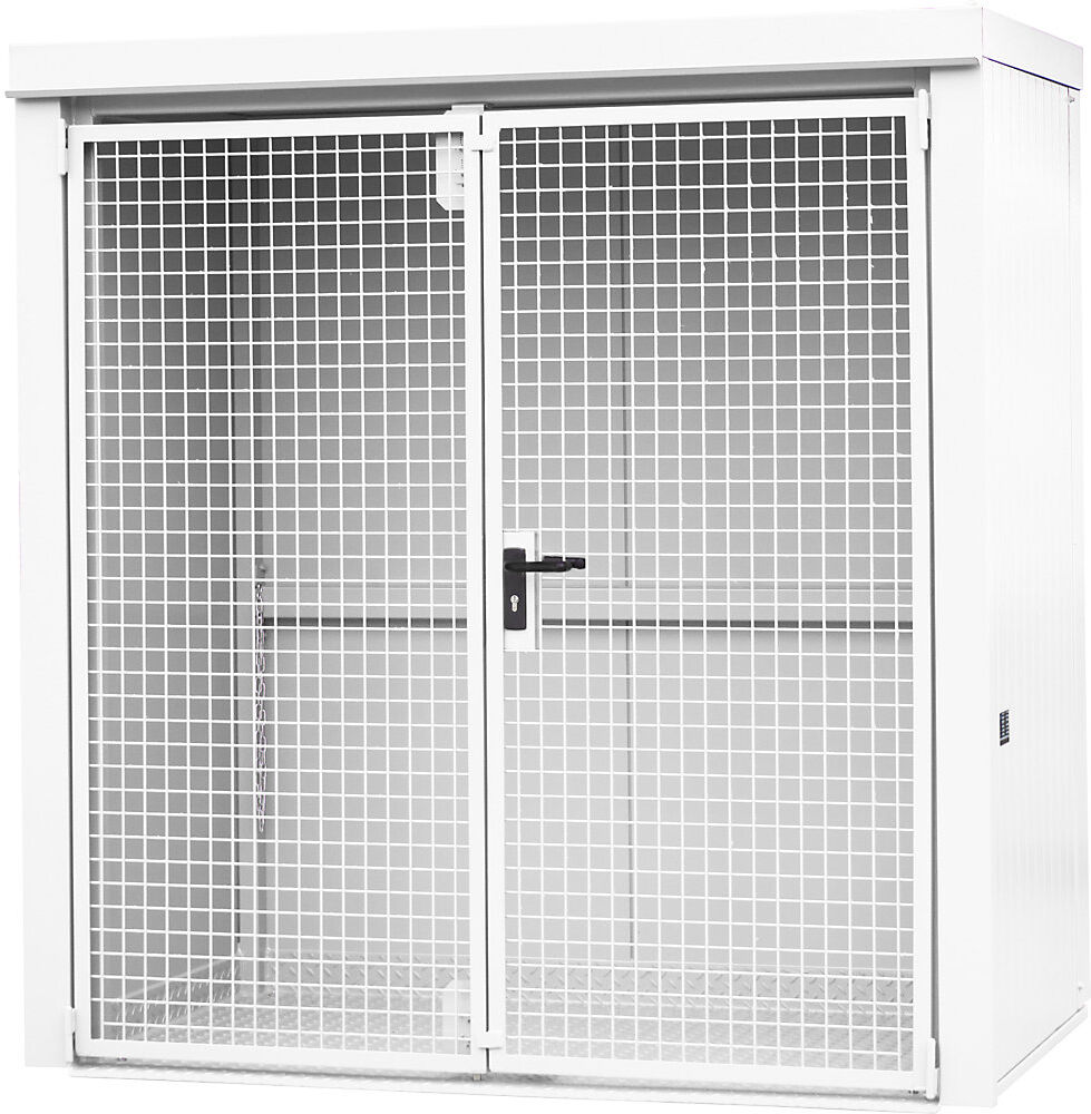 Gasflaschencontainer, feuerbeständig, für 28 Flaschen mit Ø 230 mm, weiß eurokraft pro