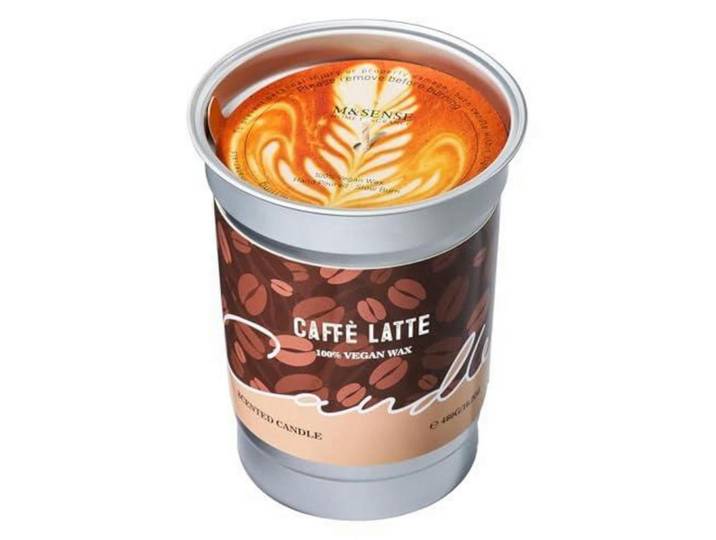Duftkerze Caffe Latte 460g Sojawachs vegan Brenndauer bis 99 Std., Braun, Glas, 7 cm, Dekoration, Kerzen & Kerzenhalter, Duftkerzen
