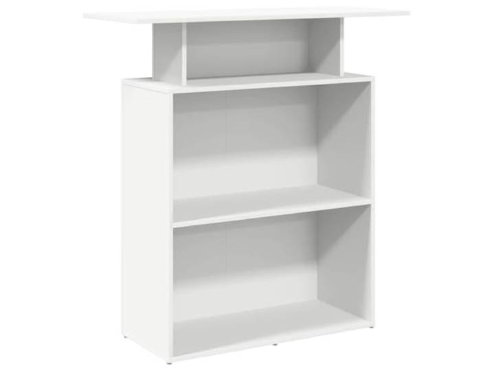 MNCVXAXG Reception Theke weiß 100 x 40 x 104 cm aus technischem Holz Integriertes Regal, Design mit Seitenwänden, für Büros, Hotels, Kliniken, Wandbefestigung