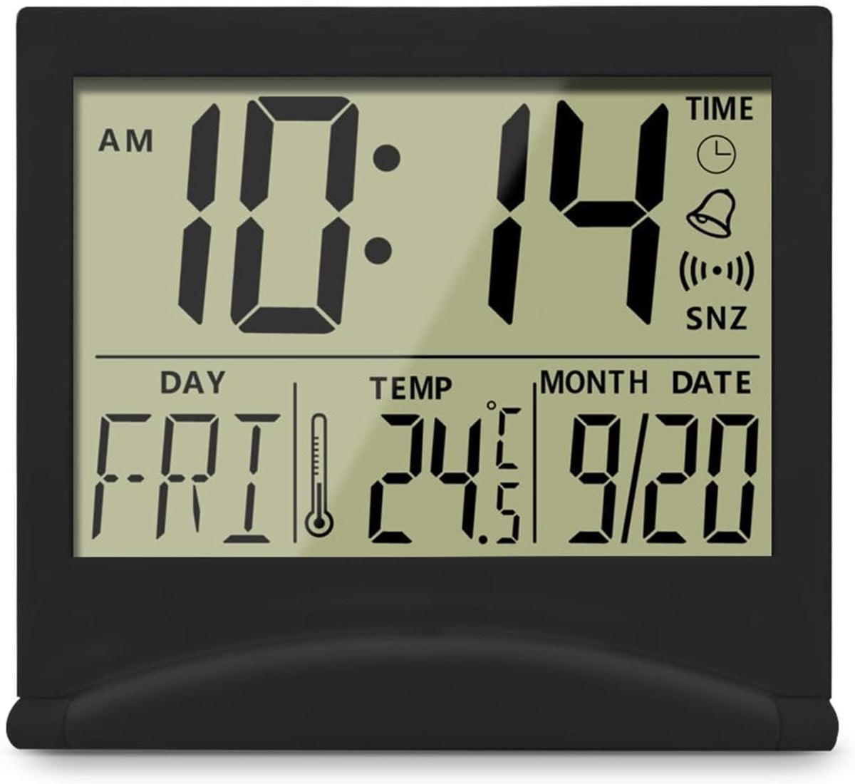 Ziyan Opvouwbare Digitale Wekker - LCD Elektronische Reisklok met Temperatuur en Kalender - Mini Bureauklok