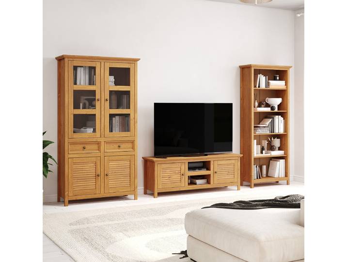Massives Regal Massivholz Kiefer, gewachst Braun/Kiefer 82 x 195 x 35cm