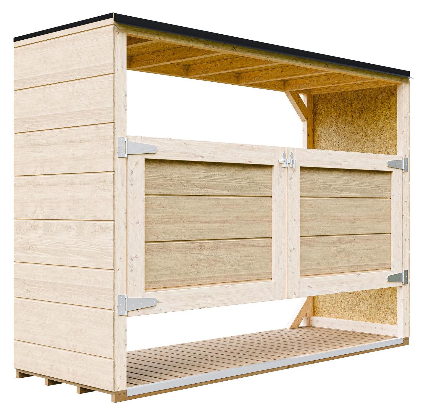 Mülltonnenbox 3er 240L Aus Wetterfest LP Smartside Holz, Mülltonnenverkleidung mit Türen, Garten Mülltonnenbox, Moderne garten box Außen - Timbela M982A