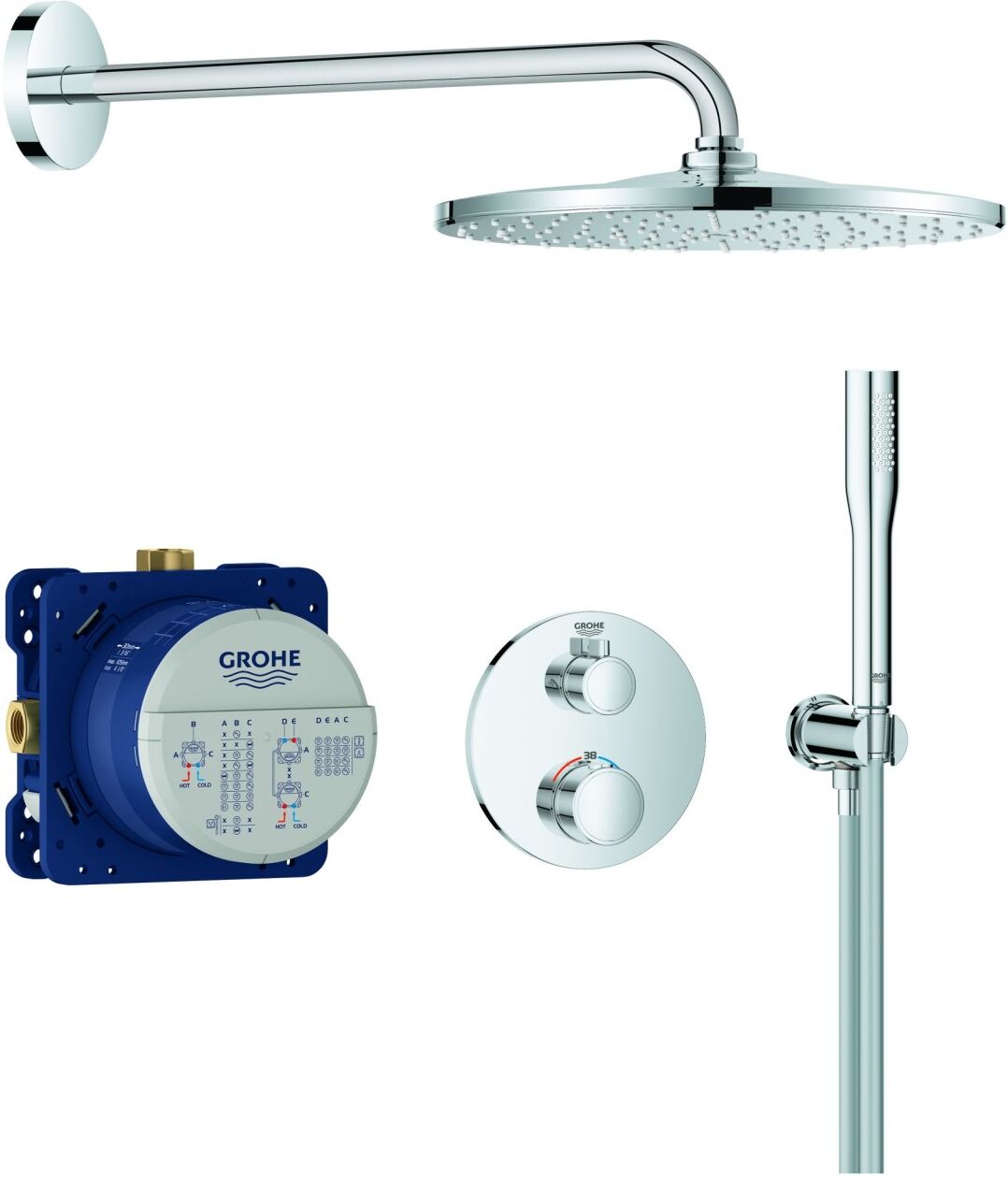 Grohe Unterputz-Duschsystem Grohtherm 34869 THM Thermostat 2 Abgänge chrom, 34869000 34869000