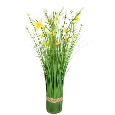 Kunstpflanze I.GE.A. "Künstlicher Grasbund mit Blüten", gelb, B:15cm H:45cm L:15cm, Kunststoff, Kunstpflanzen, Kunstpflanze, Grasbusch Deko Kunstblumen Kunstgras Grünpflanze Gräser Sträucher