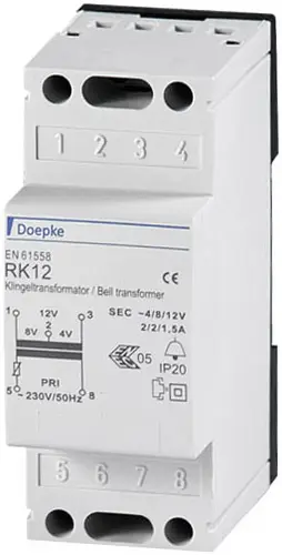 Doepke 09980033 Klingel-Transformator 4 V, 8 V, 12 V 2 A