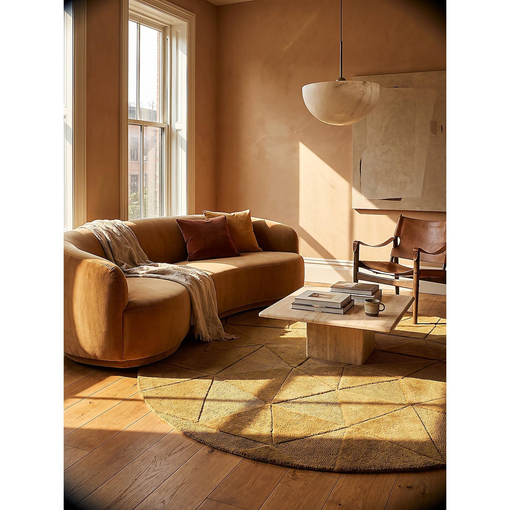 Wollteppich geometrisch Ocker Ø160 cm - DEBEN Kadima Design