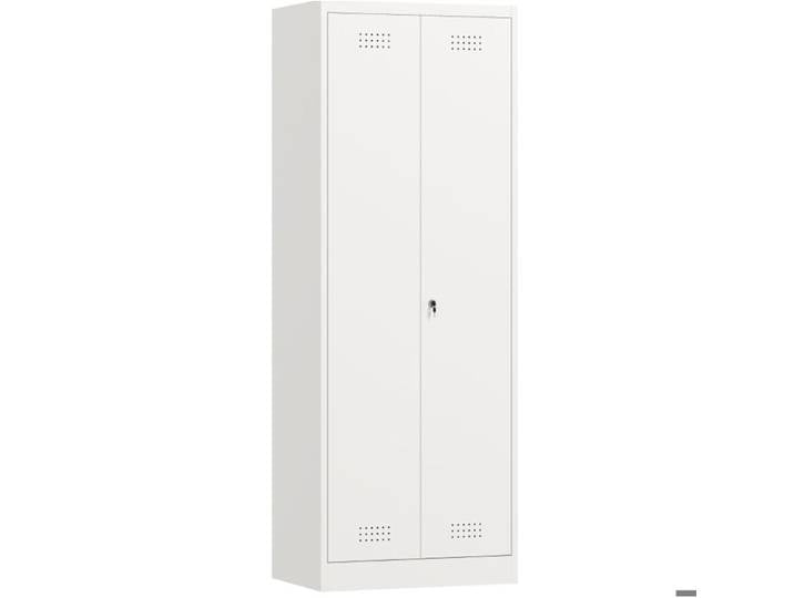 Meuble rangement vestiaire armoire métallique blanc 60x40x165 cm porte verrouillable avec étagères TYNQER
