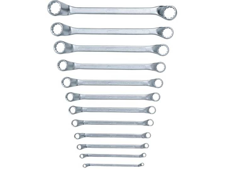 KS Tools 517.0250 Dubbele ringsleutelset, 12-dlg, tweezijdig gebogen, 6-32mm