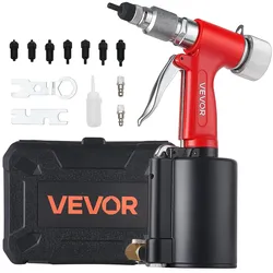 VEVOR Druckluft Nietmutternzange Set mit 3 SAE- & 5 Metrischen Kopfstück, Pneumatische Blindnietzange Set für Automobil Industrie Heimwerkerprojekt, 1215kg Zugkraft, M4 M5 M6 M8 M10 1/4 5/16 3/8 Zoll