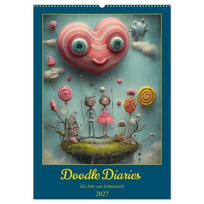 Doodle-Diaries - Ein Jahr zum Schmunzeln (Wandkalender 2027 DIN A2 hoch), CALVENDO Monatskalender