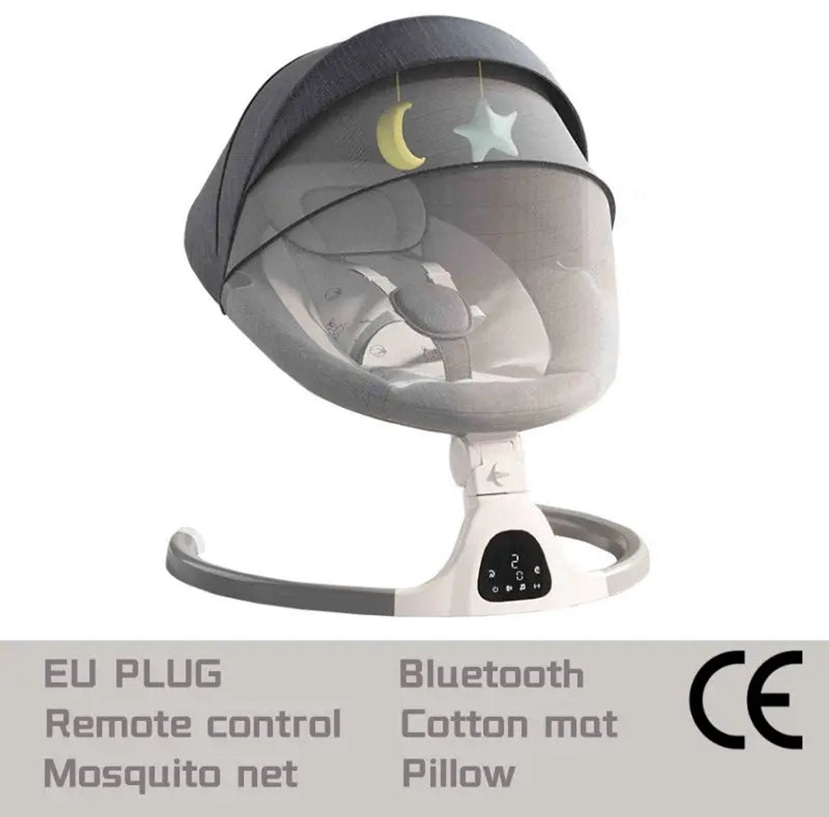 Elektrische Wipstoel met LED-display, Bluetooth en Afstandsbediening - Grijs