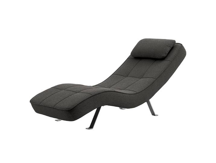 Chaise relax Long Island Gris/Noir Tissu Becca 70 x 80 x 170cm