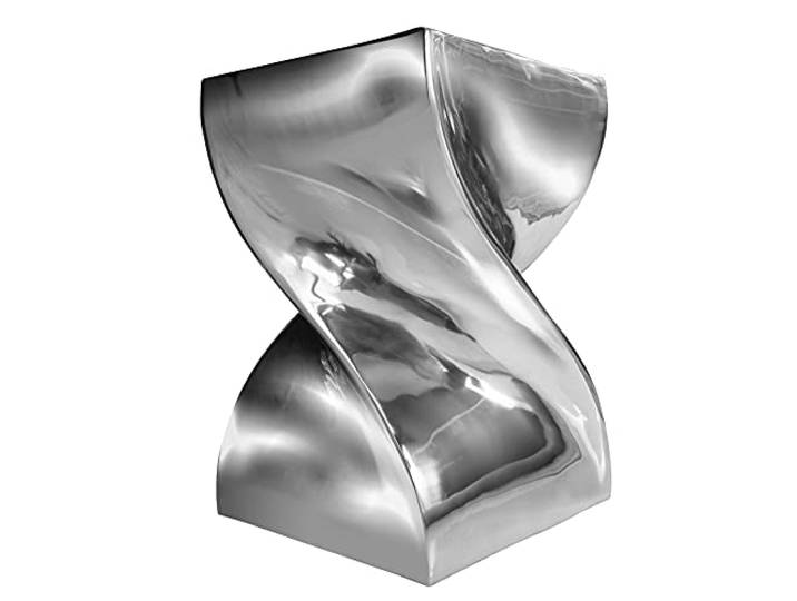 invicta INTERIOR Beistelltisch Twist - H:45cm - Silber - Aluminium Unikat, handgefertigt, als Beistelltisch nutzbar, montiert geliefert, pflegeleichte Oberfläche
