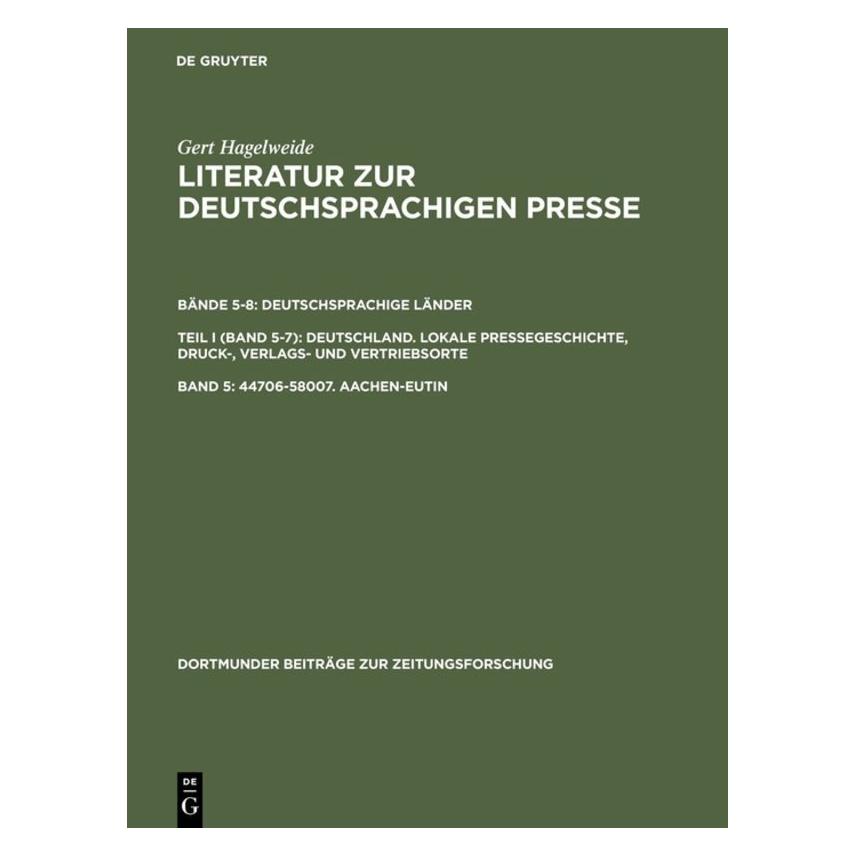De Gruyter 44706-58007. Aachen-Eutin (Deutsch, Hardcover, Gert Hagelweide) (7928708)