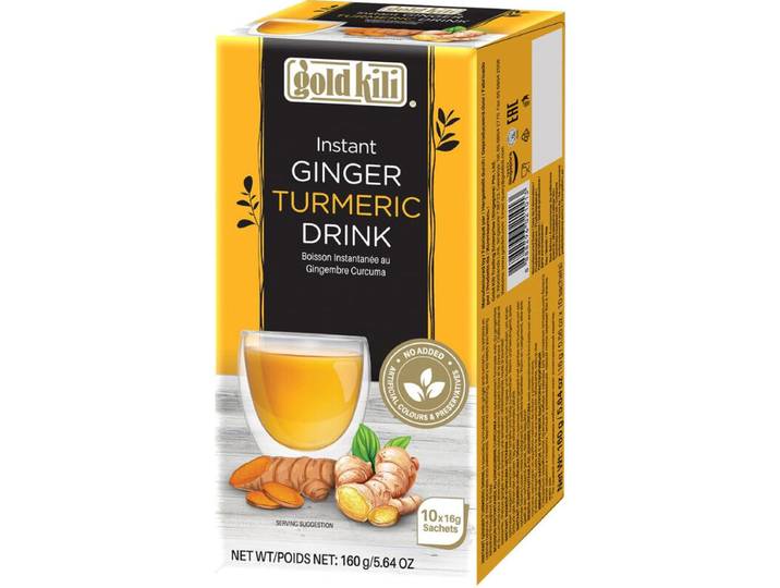 Goldkili Boisson instantanée au gingembre et au curcuma 10 × 16 g