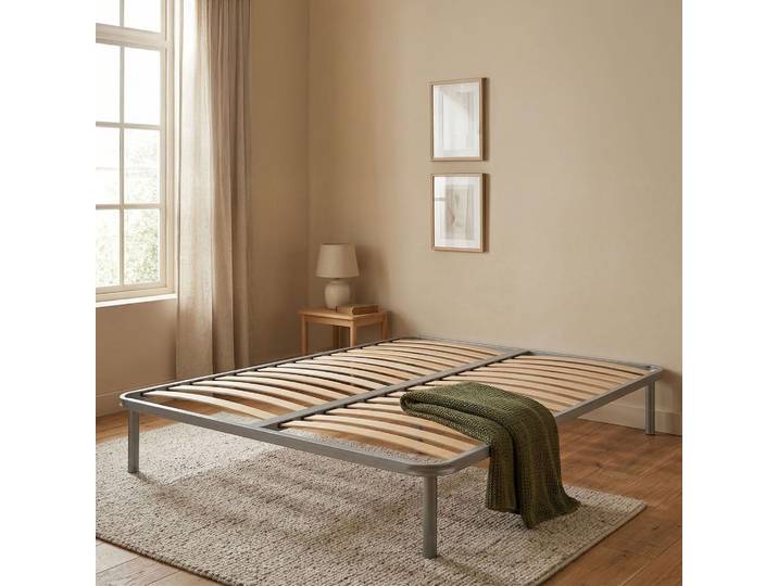 Alessa - Cadre de Lit Double\, 140x190 cm Gris\, Double Italy