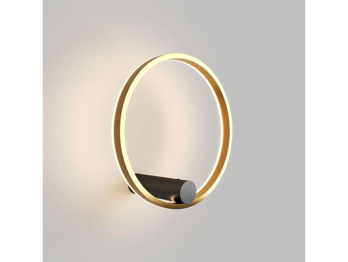 s.luce Led-Wand-/Deckenlampe Ring Air Schwarz/Gold, Metall, Rund,Rund, LED integrated, 40x22x40 cm, Lampen & Leuchten, LED Beleuchtung, LED-Deckenleuchten