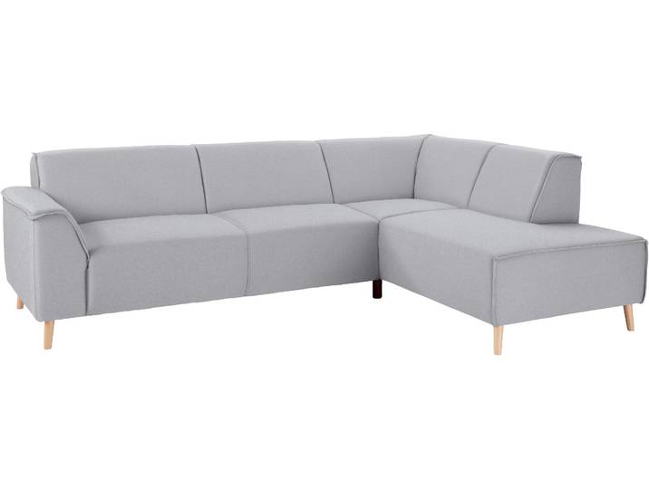 Ecksofa, Strukturstoff, Hellgrau, 263×191 cm, Federkern, Skandinavisch, andas