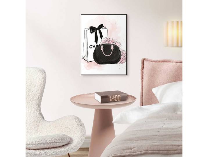 Bild mit Rahmen REINDERS Modemoment , schwarz (farbe bild(er): rosa), Bilder, B/H/T: 30cm x 40cm x 1,6cm, Fashion, 1 Stk., MDF, Bild mit Rahmen, Teenager Zimmer - Rosa - MDF - Fashion - 30x40 cm, B:30cm H:40cm T:1,6cm
