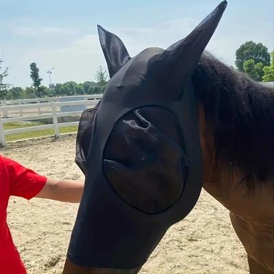 Multisell Products Hub Horse Fly Mask, Multifunctional Horse Mosquito Mask, Comfortable Sun UV Protection, Breathable Mesh Face Mask black