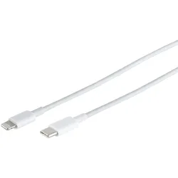 S-Impuls USB Lade- und Adapterkabel, USB-A, USB-C, 8-Pin-Anschluss, Rundkabel, Kupfer, weiß - Kabel: USB-C - Länge: 1,00 m