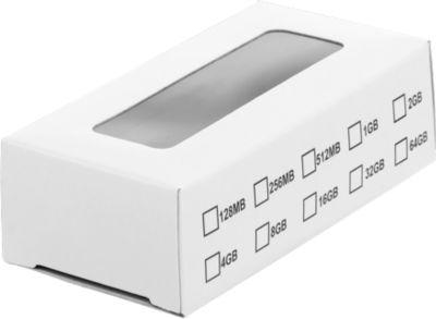 Slim Box für USB-Sticks, mit transparentem Sichtfenster, weiß