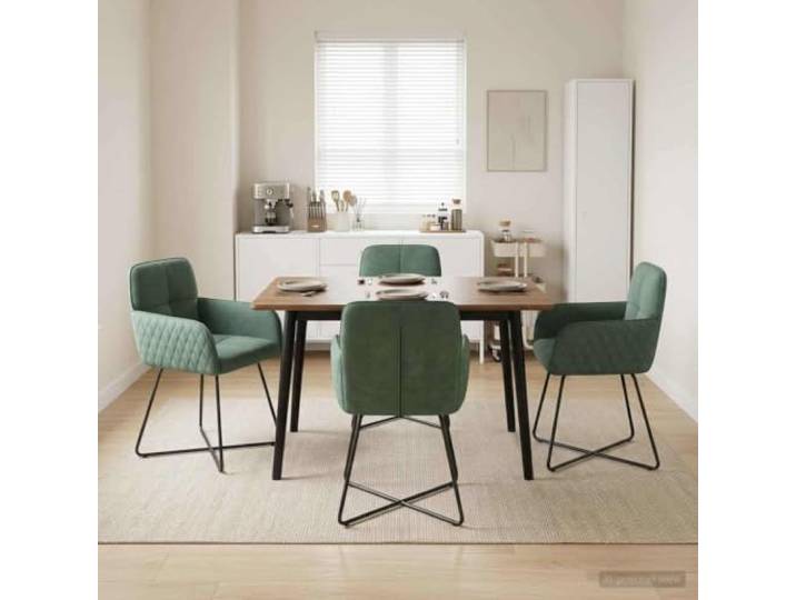 KTHLBRH 4er Set Esszimmerstühle Samt Meergrün Metallrahmen 59x56,5x86 cm Modernes Design, pflegeleichte Oberfläche, bequeme Sitzposition, einfache Montage, vielseitig kombinierbar