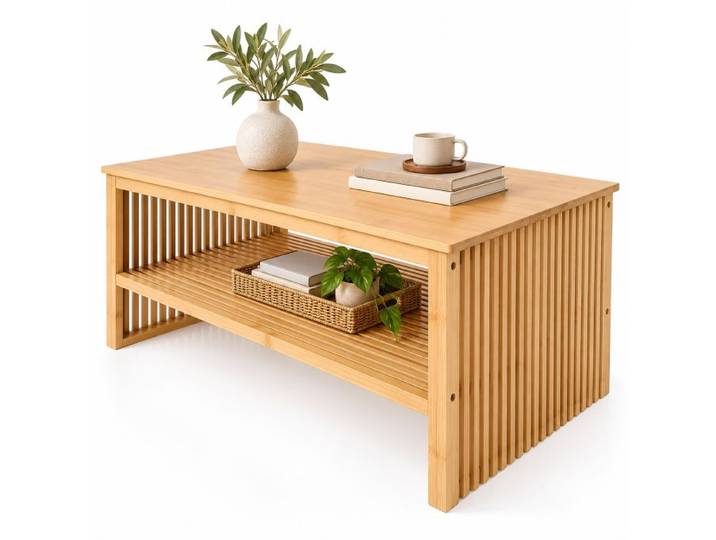 Relaxdays Table basse en bambou naturel