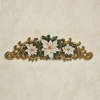 Touch of Class Ivory Poinsettia Holiday Door Topper , Ivory